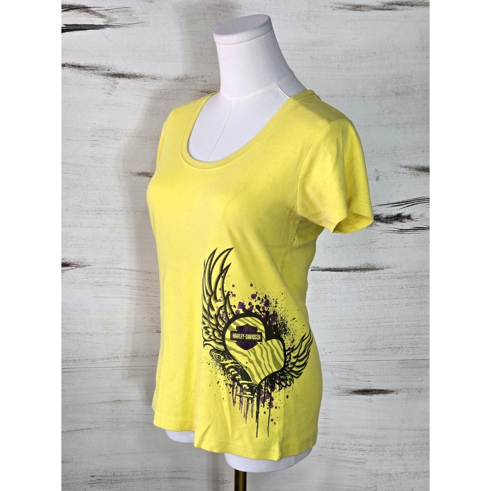 Harley Davidson Top Womens Vintage Short Sleeve‎ Size Medium Yellow Made In USA